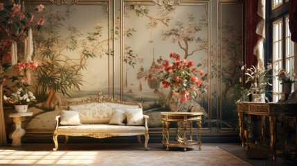Interior of a cozy room in chinoiserie style