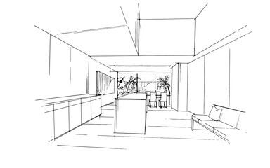 Drawing exterior and interior architectural lines. , Graphic assembly in architecture and interior design work. ,Sketch ideas for interior or exterior designs.