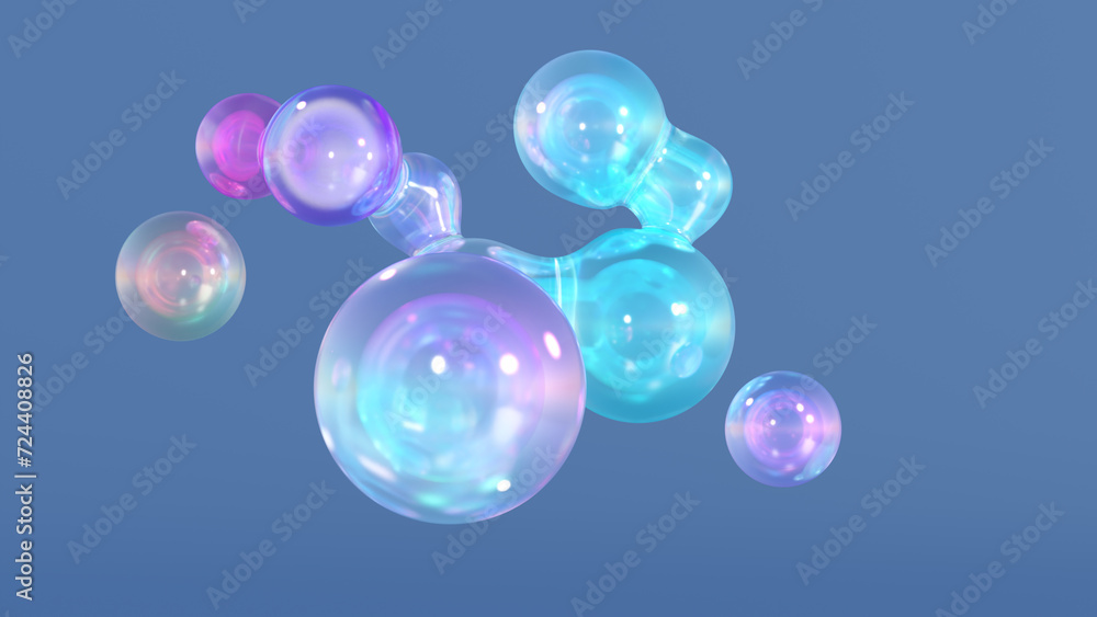 Poster abstract floating circles with space on a bright pastel-colored background. a 3d-colored sphere with
