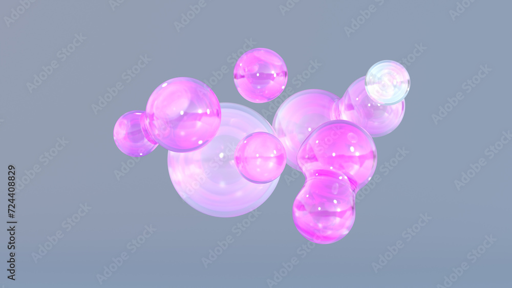 Poster abstract floating circles with space on a bright pastel background. a 3d-colored spherical in pink. 
