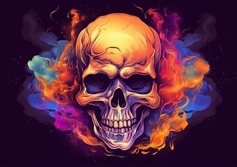 Abstract, creepy skull with smoke effect .Digital art