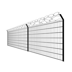 prison fence with barbed wire - 724409261