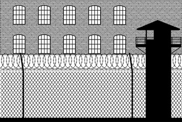 monochrome drawing prison vector illustration - 724409283