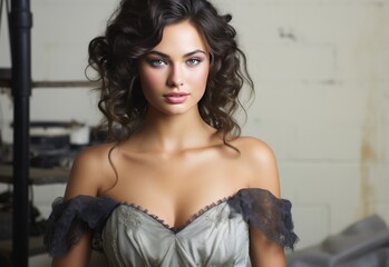 Fototapeta premium Elegant Woman Posing in Dress