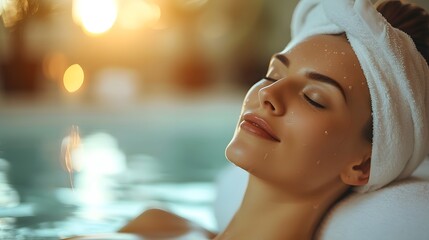 Women model enjoying relaxing spa and massage experience