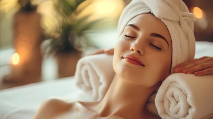 Women model enjoying relaxing spa experience