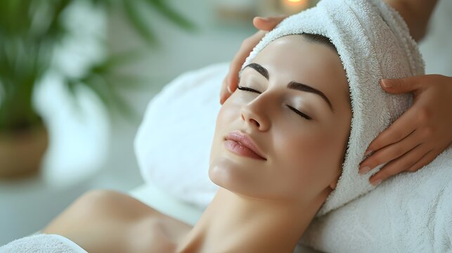 Women model enjoying relaxing spa experience