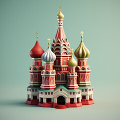 Fototapeta na wymiar Saint Basil's Cathedral Miniature Display from Russia. The Cathedral of Vasily the Blessed, commonly known as Saint Basil's Cathedral, is an Orthodox church in Red Square of Moscow, and now a museum