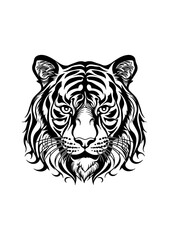 tiger head vector black and white