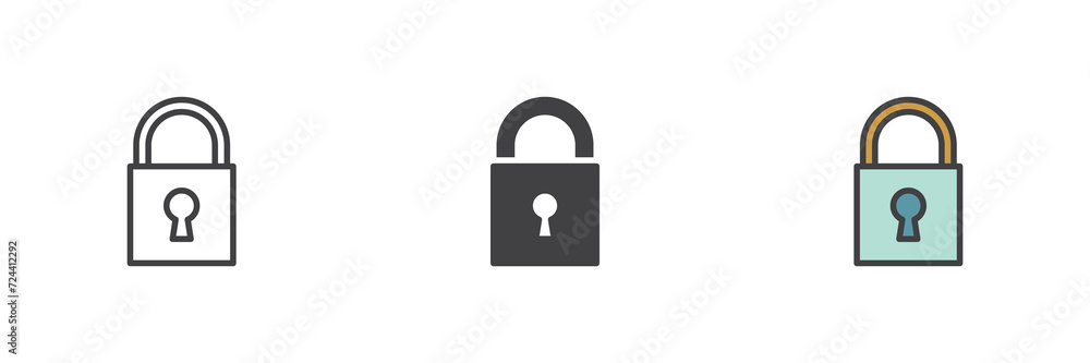 Poster lock different style icon set