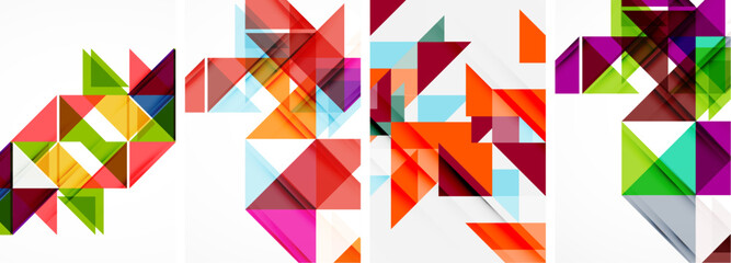 Triangle poster geometric background set