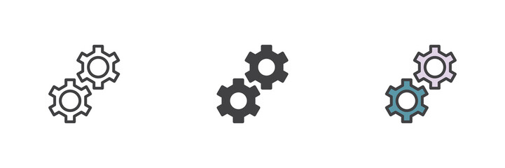 Setting gears different style icon set