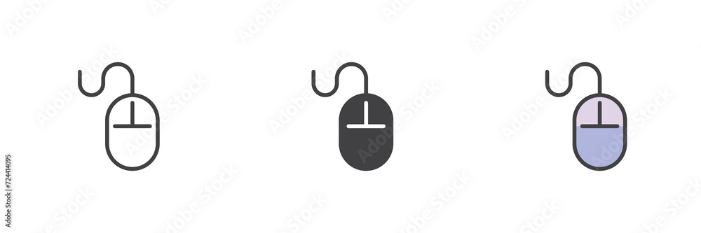 Poster computer mouse different style icon set