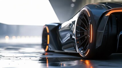 The wheels appear to be spinning at lightning speed as the camera zooms in capturing the highperformance tires and carbon fiber brakes.