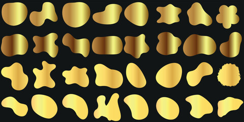 Golden blotch shape, abstract shapes, artistic design, gold spots, decorative elements, modern pattern, creative backdrop, wallpaper design, branding element, luxury style, metallic glow