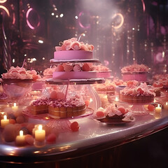 wedding cake with candles   ,Ai generative