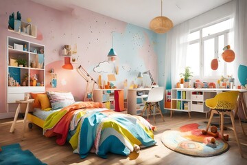 Shot of a colorful modern children's room