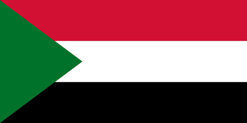 Close-up of national flag of African country of Sudan. Illustration made January 30th, 2024, Zurich, Switzerland.