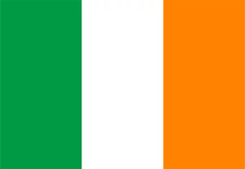 Fotobehang Close-up of green white and orange national flag of European country of Ireland. Illustration made January 30th, 2024, Zurich, Switzerland. © Michael Derrer Fuchs