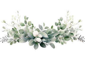 Eucalyptus Watercolor Seamless Border Set for Sage Green Wedding Invitations