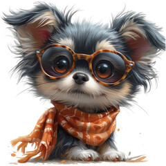 A Russian Toy In Russian Toy Breed Glasses, Isolate Images White Background