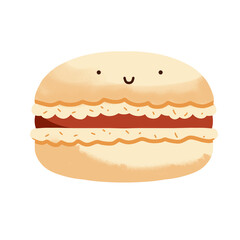 cute illustration of beige macaron