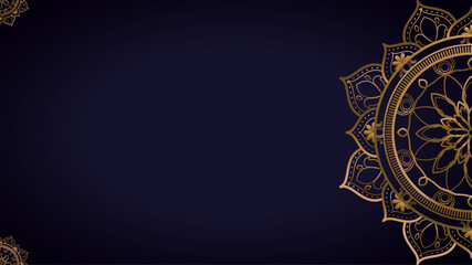 a gold colored vector mandala on a landscape background