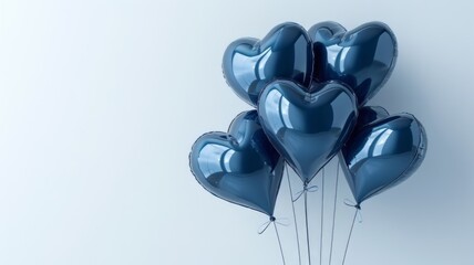 Blue heart love shaped balloons isolated on background. Element decoration for Valentine's day, wedding and birthday