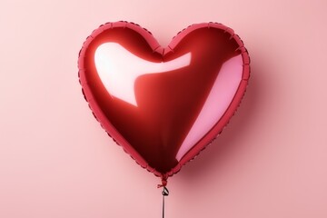 Heart love shaped foil balloon isolated on pink background. Decoration concept for love, valentines day or wedding design