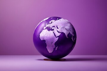 Photo of purp le color earth globe with purple background ai generative