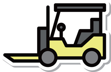 ステッカー乗り物アイコンイラスト　フォークリフト