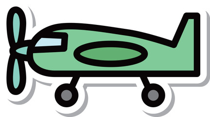 ステッカー乗り物アイコンイラスト　プロペラ機