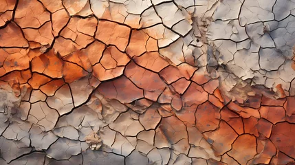 Crédence de cuisine en verre imprimé Corail Cracked and dried mud patterns in a desert basin, capturing the arid beauty of the landscape
