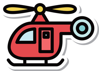 ステッカー乗り物アイコンイラスト　ヘリコプター