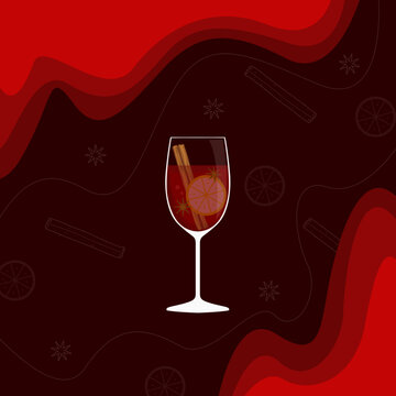 National Mulled Wine Day event banner. A glass of wine containing, cinnamon, lemon slices and star anise, with bold text on dark red background to celebrate on March 3