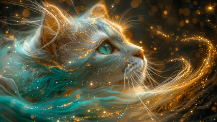 Beautiful fantasy cat portrait
