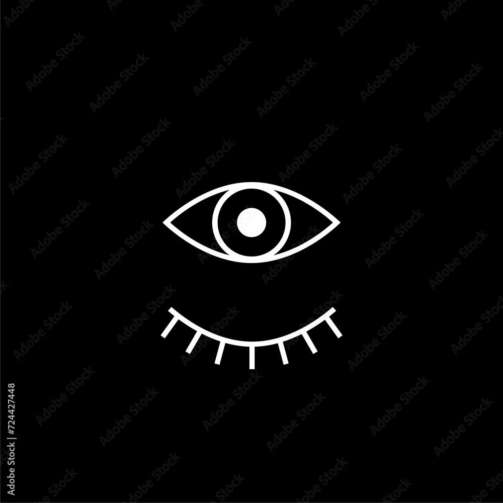 Poster eyes open and closed icon isolated on dark background