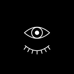 Eyes open and closed icon isolated on dark background