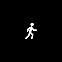 Person walking or walk sign icon isolated on dark background