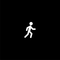 Person walking or walk sign icon isolated on dark background