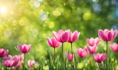 Obraz premium Sunny spring field: Vibrant flowers under the sun