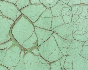 Obraz premium Crackling green paint on metal. Background