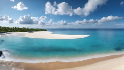 Obraz premium sea beach view, nature seascape view of beautiful tropical beach and sea in sunny day.