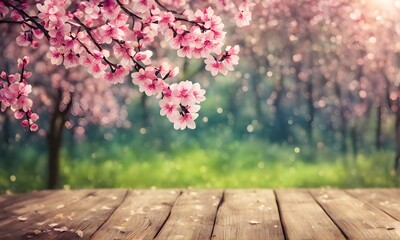 Springtime bokeh with blossoming trees