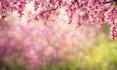 Springtime bokeh with blossoming trees