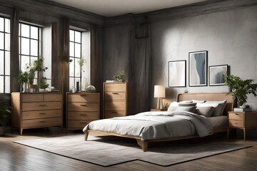 Bedroom display with bed and dresser