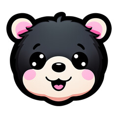 cute smiling head bear clipart illustration for sticker and t shirt design with transparent background