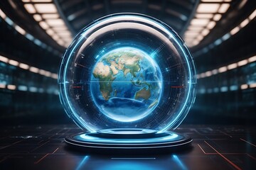 A photo of glass globe of earth ai generative