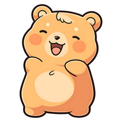 Cute happy bear clipart kids illustration for sticker and t shirt design with transparent background