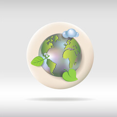The concept of World Environment and Earth Day.
 Preservation of the environment.
 3d vector image, symbol. Space for copying.
